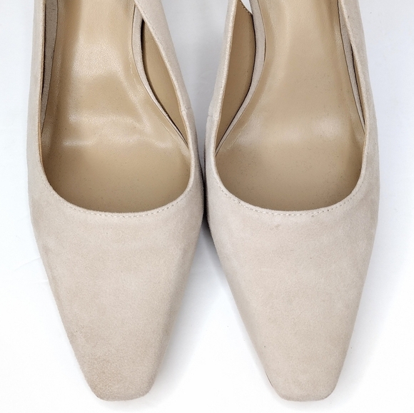 Ann Taylor Women's Nude Suede Strap Pointed Toe Dress Low Kitten Heels Size 11M - Picture 9 of 13